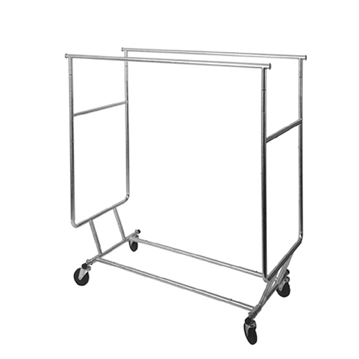 Double Collapsible Rolling Rack Salesman Rack Double Bar Clothing