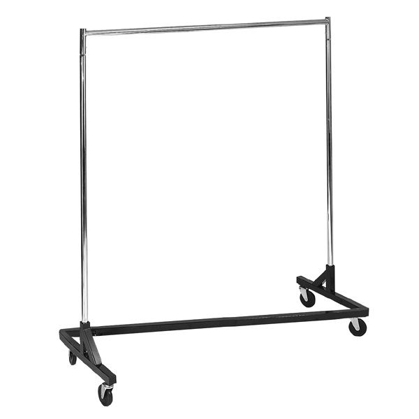 Nestable Z Style Rolling Rack Salesman Rack Single Bar "Z" Base