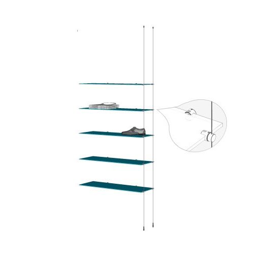 Ceiling To Floor Cable Extension Kit 5 Glass Shelves Suspended