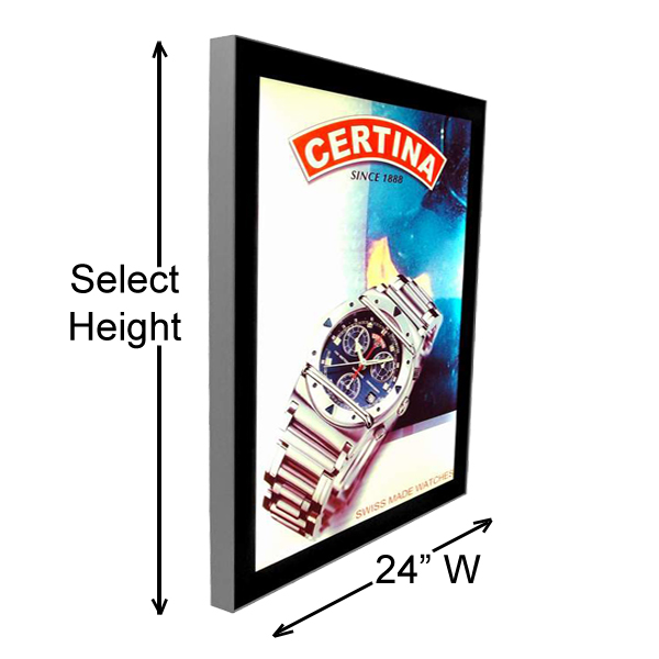24" W Double Sided Premier Graphic Light Box Backlit Display Frame