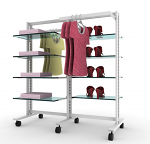 Vertik - Stand Clothing and Shelving Kit, 8 Shleves, 2 hangrail