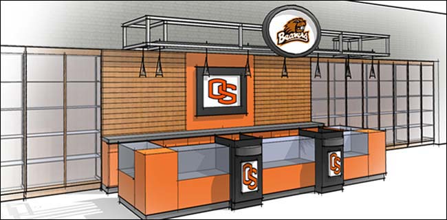 Retail Store Counter Rendering The illustration shows a typical example of a arena store counter designed by one of our designers. Contact us for questions about store design and renderings.