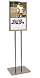 Bulletin Sign Holder W/ Extra-Heavy Raised Base features a chrome finished metal and is 14