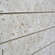 Bleached Cement Textured Slatwall Panels measure 3/4''D x 2' Hx 8'L' with grooves spaced 6'' apart.  Textured slatwall panels come complete with paint matched aluminum groove inserts for added strength.  