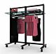 Vertik Retail Clothing and Shelving Stand for 4 Shelves, 2 Faceouts and 2 Hanging Rails | 2-Sections|Chic Black.  Setting Dimensions: 52
