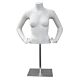 Female Half Torso Form, White Finish with  both hands on hip pose.  Adjustable Base Included. Great for floor or countertop use.  