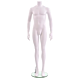 Male Mannequin -Headless, Arms at Sides features a matte white finish and includes a round tempered glass base with calf support rod. Dimensions: Height: 65