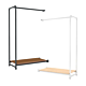 Pipeline Etagere Fixture Add-On Hangrail features abase shelf is roughly 35” long X 17-1/4” wide x ¾” thick and is almost 4-1/2” square feet of display or storage space. The hang bar adds approximately 36” of hanging space.