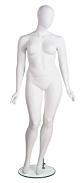 Plus size female oval head mannequin In matte white finish. 