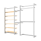 Double Alta Wall Unit with Shelving & Hanging Retail Display Kit 2.  Includes: 2- Alta Wall Units, 2- 48” long rectangular tubing hangrails, 6- 48” wide wood shelves, 1- 12” Saddle Mount Faceouts and 1- 7-Ball Waterfall as well as all the hardware needed 