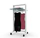 Vertik 26″ Retail Clothing and Shelving Stand for 2 Shelves and 2 Faceouts |Gloss White.  Setting Dimensions: 26