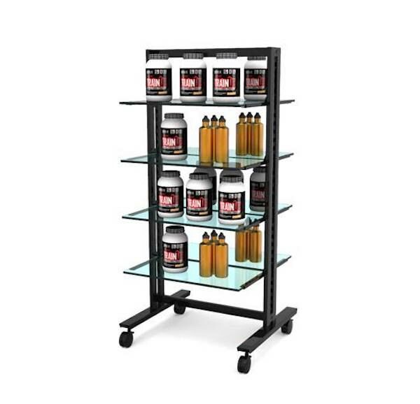 26″ Retail Shelving Vertik Stand for 8 Shelves, 10″-12″D | Chic Black, 1-Section. Setting Dimensions: 26" W x 56" H.   