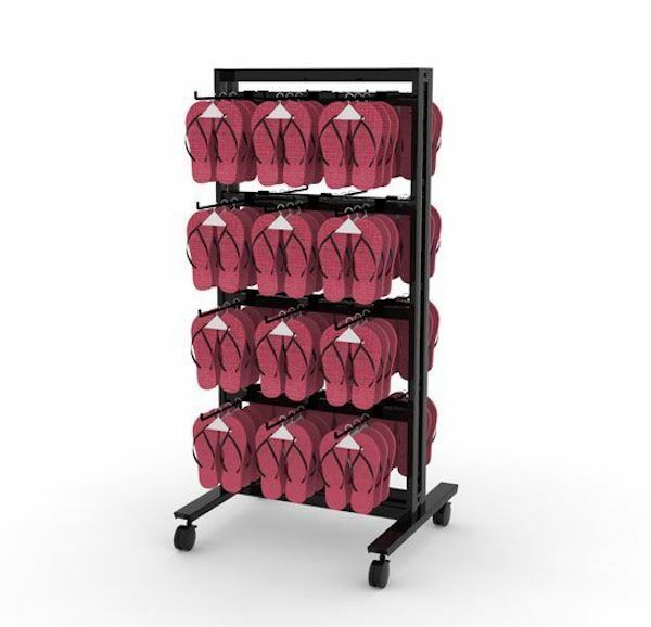 Vertik 26″ Retail Stand with 24 Hooks and 8 Hangrails | Chic Black.  Setting Dimensions: 26" W x 56" H. 