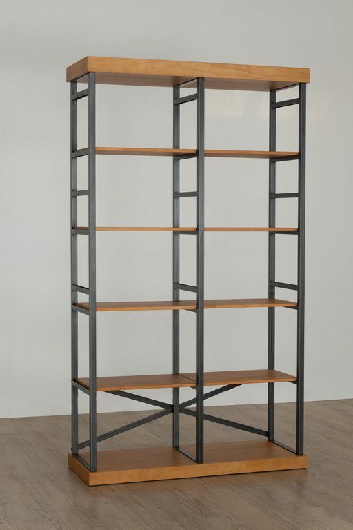The Soho double etagere features 6-levels and has a sturdy metal frame with distressed pine or white wood shelves. Dimensions : 49" L x 18" D x 84.5" H.  