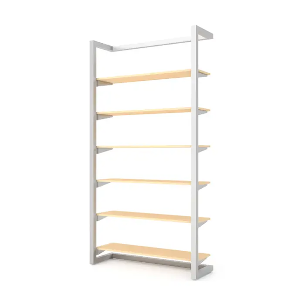  Alta Wall Unit with Six Shelves Retail Display Kit includes: 6- Large Maple Shelves, and 6 shelf bracket kits. Product Dimensions: 96"H x 50"W x 16"D and Finish: Satin Chrome.  
