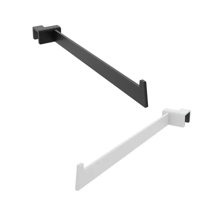 Aspect 12" Saddle Mount Faceout    There is 11-7/8" of hanging display space.The faceout is a durable 3/16" thick. Colors: Gloss White or Matte Black. 