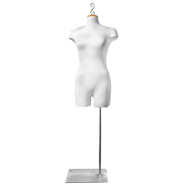 These dress forms with bases are practical for retail environments as they can be easily positioned on the sales floor and are often adjustable to accommodate different sizes.