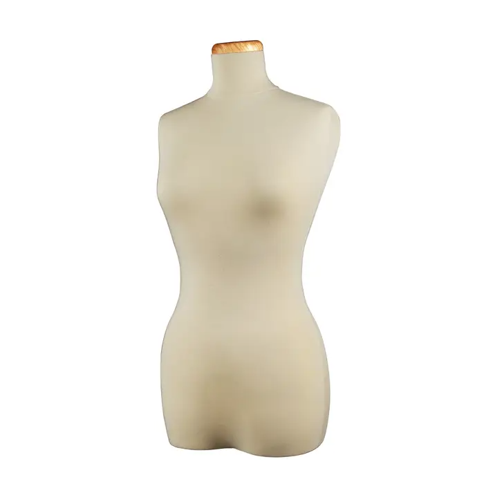 Female 3/4" Torso Form Tailor Bust with Neckblock measures: Chest: 35.5”, Waist: 25”, Hips: 36.5” and Neck:12.75”.  Each form has two 7/8" flanges, one in the center and one offset. Use center flange when displaying shirt or blouse. Use offset flange when