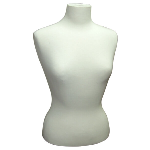 French Style Blouse Form measures Height: 24″, Bust: 36 3/4″, Waist: 26 3/4″, Hip: 33 1/2″, Neck 99mm and 7/8″ flange to fit base.   
