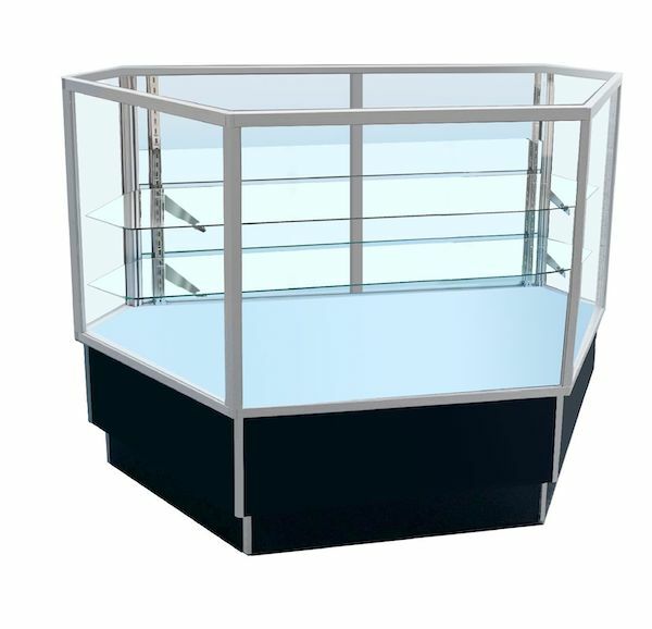 Full View Inside Corner Showcases are great for displaying your retail products.  Great for retail, school, commercial or office environment. The solid construction of this display enables it to withstand daily use for years to come. 