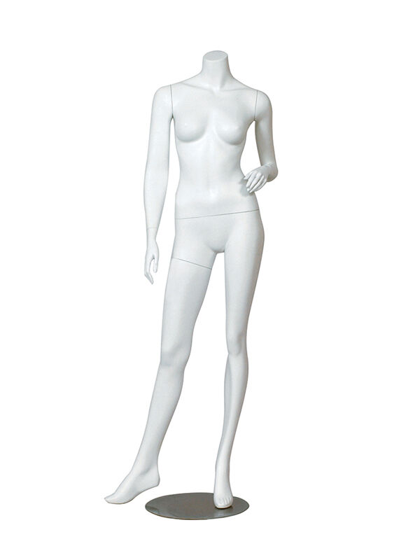 Gloss White Female Headless Mannequin, hand at side and hip.  