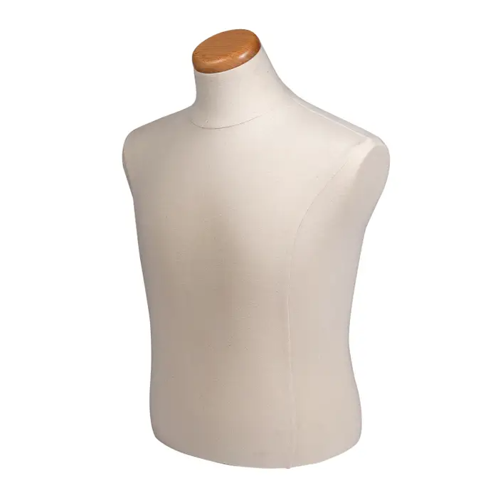 Male Coat Form with Neckblock.  Includes a neck block in natural finish. Form has two 7/8" flanges, one in the center and one offset.   