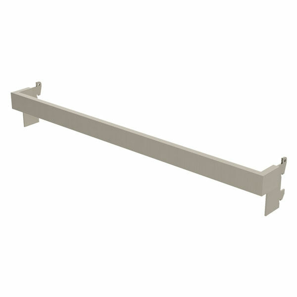 The Pearl District 2'' Hang Bar makes it possible to attach multiple faceouts and waterfall arms to your apparel rack. It is constructed of 1-1/2'' rectangular tubing with a Brushed Satin Nickel finish, and includes mounting brackets for easy application.