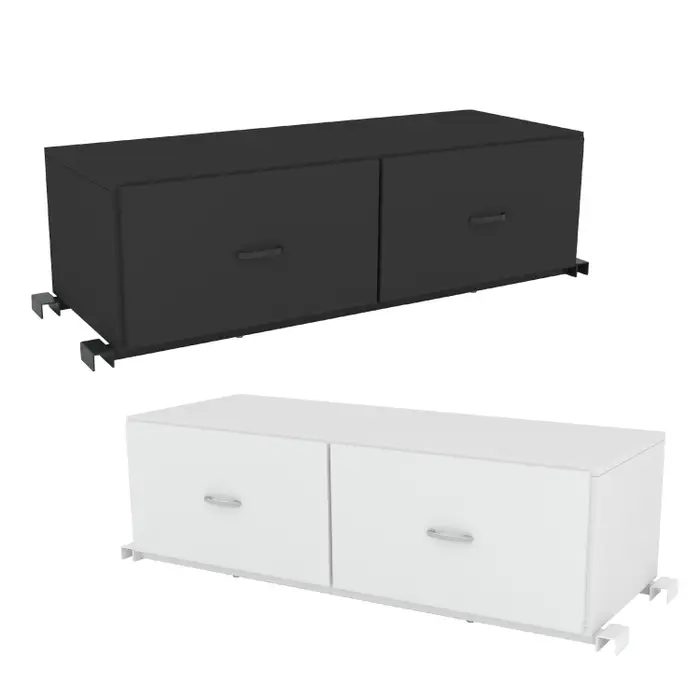 Pipeline Cabinet comes assembled and easily mounts to the pipeline freestanding merchandiser. The two drawers include full extension slides allowing the drawer to open a full 17 inches. Each drawer includes a magnetic lock with a key. The cabinet measures