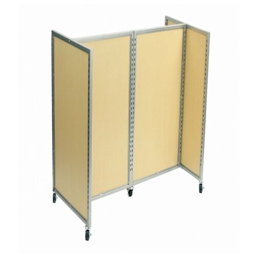Display Gondola Unit is a high-capacity 48" 4-sided gondola shop display. Includes 4 heavy-duty steel frames with laminate inserts and locking casters.  Dimensions: 52"W x 25"D x 53"H.