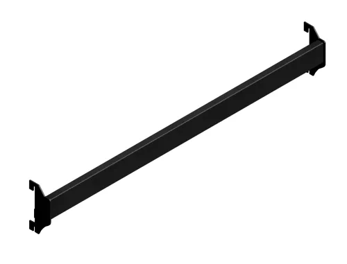SFL crossbar for SFL accessories such as straighouts, waterfalls, and hooks. Fits slotted uprights of SFL units. Dimensions: 24"W x 1.5"H.