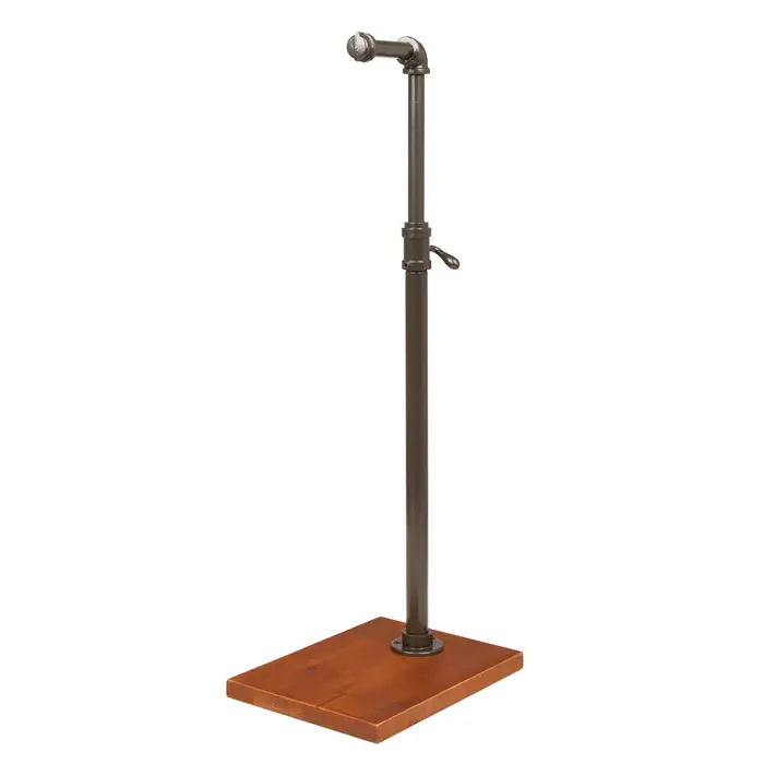 Pipeline Single Accessory Displayer Upright adjusts from 16" to 26"H with a 4¼" long faceout. Cherry wood tone base measures 6½" x 8½" x¾" thick. Great for use as a point of sale merchandiser.  