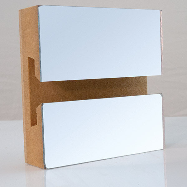 Mirrored Slatwall Panels measure 3/4'' x 4'' x 8'' or 8’ x 4’ with grooves are spaced 3'' apart, with a total of 16 grooves per panel. Slatwall Panels are a great way to display merchandise on walls.  