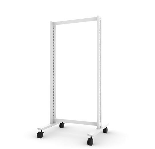 Vertik 2 Way 26″ Floor Stand Base Unit for shelving, footwear store, pharmacies.  Pure White. Setting Dimensions: 26" W x 56" H.  