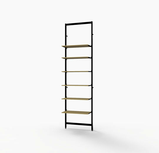 Vertik Wall Mounted Retail Display Shelf Unit, For 6 Shelves, 10″-12″D | Chic Black.  Setting Dimensions: 26" W x 92" H