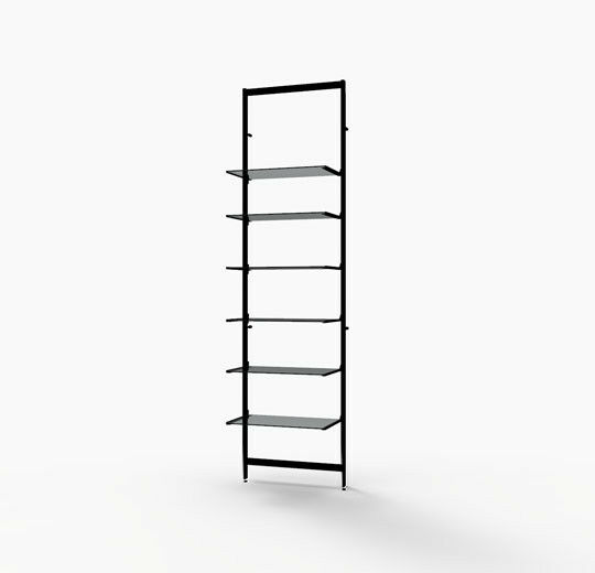 Setting: 26" W x 92" H
For shelves depth: 14"-16"
For wood or glass shelves
Shelves sold separately