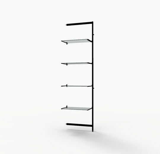 Vertik Wall Mounted Retail Display Shelf Unit, For 4 Shelves, 14″-16″D | Chic Black, Extension, 1-Section