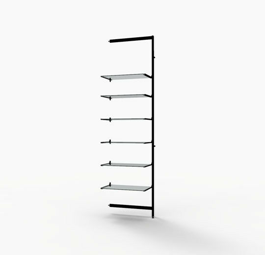 Vertik Wall Mounted Retail Display Shelf Unit, For 6 Shelves, 14″-16″D | Chic Black, 1-Section