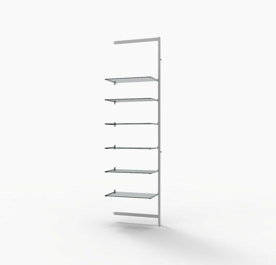 Vertik Wall Mounted Retail Display Shelf Unit, For 6 Shelves, 14″-16″D | Pure White, Extension, 1-Section