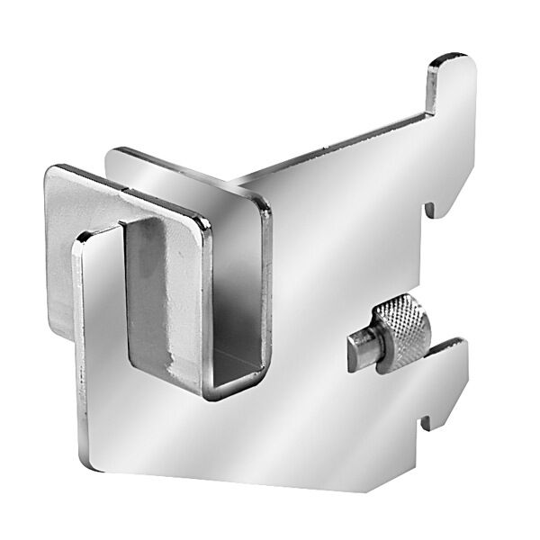 Chrome 3" Hangrail bracket for heavy duty surface mount or recessed .125" thick standards that have 1" slots on 2" centers. For use with 1/2' x 1 1/2" Rectangular Tubing.  