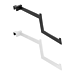 Aspect Saddle Mount Gooseneck Faceout.  Dimensions: 14-1/32 in. L x 5-9/16 in. H. Top portion has 7½" of hanging space and the bottom portion has 4-3/8" for hanging apparel.  Colors: Gloss White or Matte Black.  