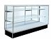 Assembled Extra Vision Showcase with choice of silver or black aluminum frame.   Each showcase has a34" H Glass Display Area, /4" T White Sliding Rear Access Doors, 1 - 10" D Adjustable Shelf, 1 - 12" D Adjustable Shelf, 4" Black Toe Kick and lock.  