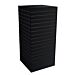 The Black Slatwall Tower Merchandiser offers a large amount of display space with a relatively small footprint. it provides around 16 square feet of display area while taking up only about 2 square feet of floorspace. The merchandiser uses all slatwall ac