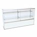 The Front Opening Wood Full Vision Showcase features a 28" H Glass Display Area,1/4" T White Rear Panel, 1 - 8" D Adjustable Shelf, 1 - 10" D Adjustable Shelf and a10" H Finished Wood Base.  