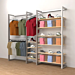  Double Alta Wall Unit with Hanging & Extra Shelving Retail Display Kit 3. Includes 2- Alta Wall Units, 1- 48” long rectangular tubing hangrails, 6- 48” wide wood shelves, 4- 24” wide wood shelves, 2- 12” Saddle Mount Faceouts and 1- 7-Ball Waterfall as w
