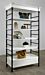The Soho etagere shelf unit is freestanding and features five shelves for plenty of display space.  Shown in  white.  Dimensions : 48 L x 26" D x 90" H