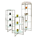 Available in multiple sizes, the Folding Glass Towers folds easy for set up or storage. Includes tempered glass shelves, clips hold  that hold 3/16" thick tempered glass shelves securely.  Shelves can be adjusted every 1".  