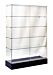 Value Line Frameless Full View Wall Case comes with a black base, plunger lock and  (4) 14"D tempered glass adjustable shelves.  