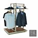 Pearl District 3-way apparel rack. The frame measures 33.77'' wide X 27'' deep X 61.71'' high and is available in a Brushed Satin Nickel finish. The base shelf has a reversible finish so you can choose between Modern Maple/Espresso or Blakewood Black/Aspe