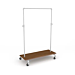 Gloss White Adjustable Pipe Ballet Bar Rack constructed of heavy duty 1 1/4" diameter plumbing pipe.  Adjusts from 44" - 72" in height. Base: 42-1/2"W x 23-3/8"D.  Includes Bark Brown base shelf for extra display space.  