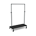 Anthracite Grey  Adjustable Pipe Ballet Bar Rack constructed of heavy duty 1 1/4" diameter plumbing pipe.  Adjusts from 44" - 72" in height. Base: 42-1/2"W x 23-3/8"D.  Includes Black base shelf for extra display space.